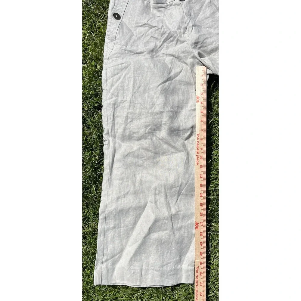 Workshop Andrea Jovine Pants Womens 8 Linen Cropped Wide Leg Chambray - Picture 5 of 9